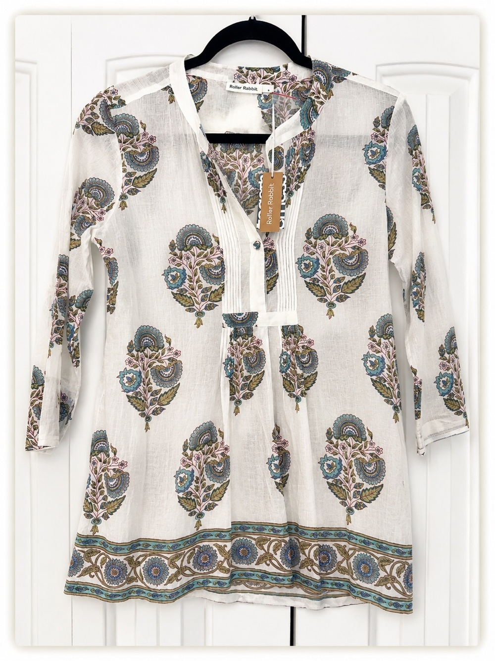 Roller Rabbit Sanu Floral Arles Shirt NWT Size Small Cotton Tunic Boho
